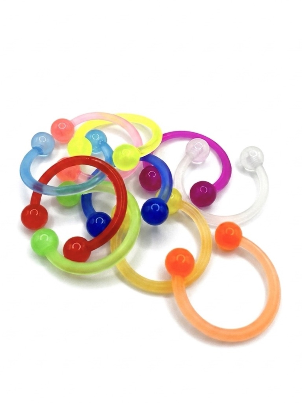 10 Pack 16g 3/8" Acrylic Circular Barbell Horseshoe Septum Lip Piercing Ring